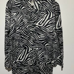 Victoria's Secret Women's Black White Zebra Print V-Neck Long Sleeve Dress XS